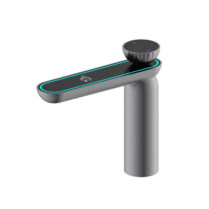 Zappo Gun Gray Digital Display Bathroom Faucet Brass