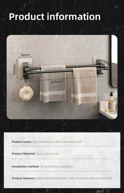 Bathroom Towel Rack Without Drilling Space Aluminum Shower