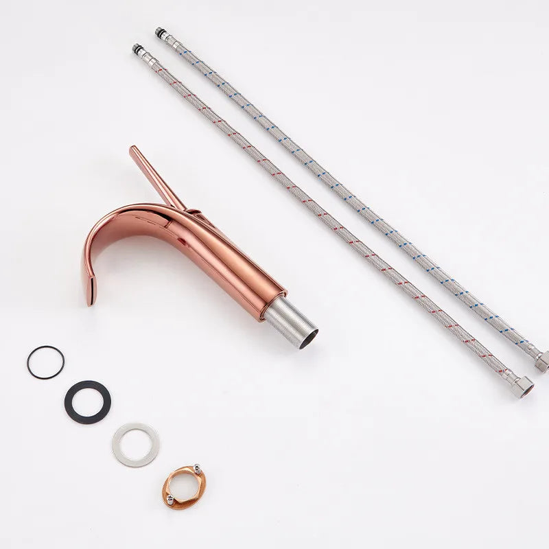 Rose Gold Basin Faucet Bathroom Lever Cold Sink