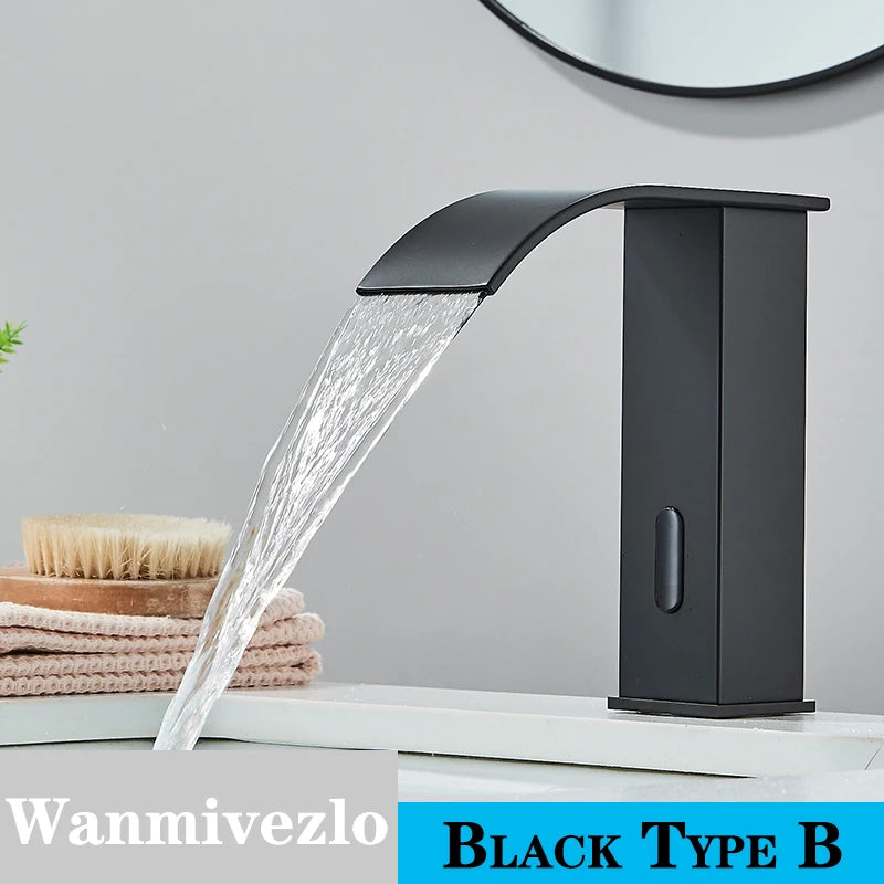 Smart Sensor Bathroom Basin Faucet Intelligent Black Automatic