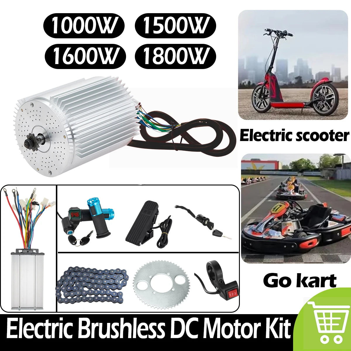 Kunray 1000w/1500w/1600w/1800w Electric Scooter Conversion Kits