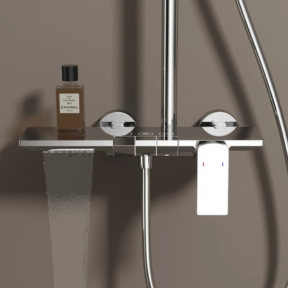 Rose Gold Piano Bathroom Shower System Solid Brass