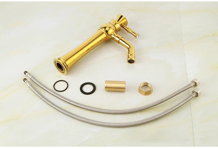 Chrome Basin Faucets Modern Gold Deck Mounted Bathroom
