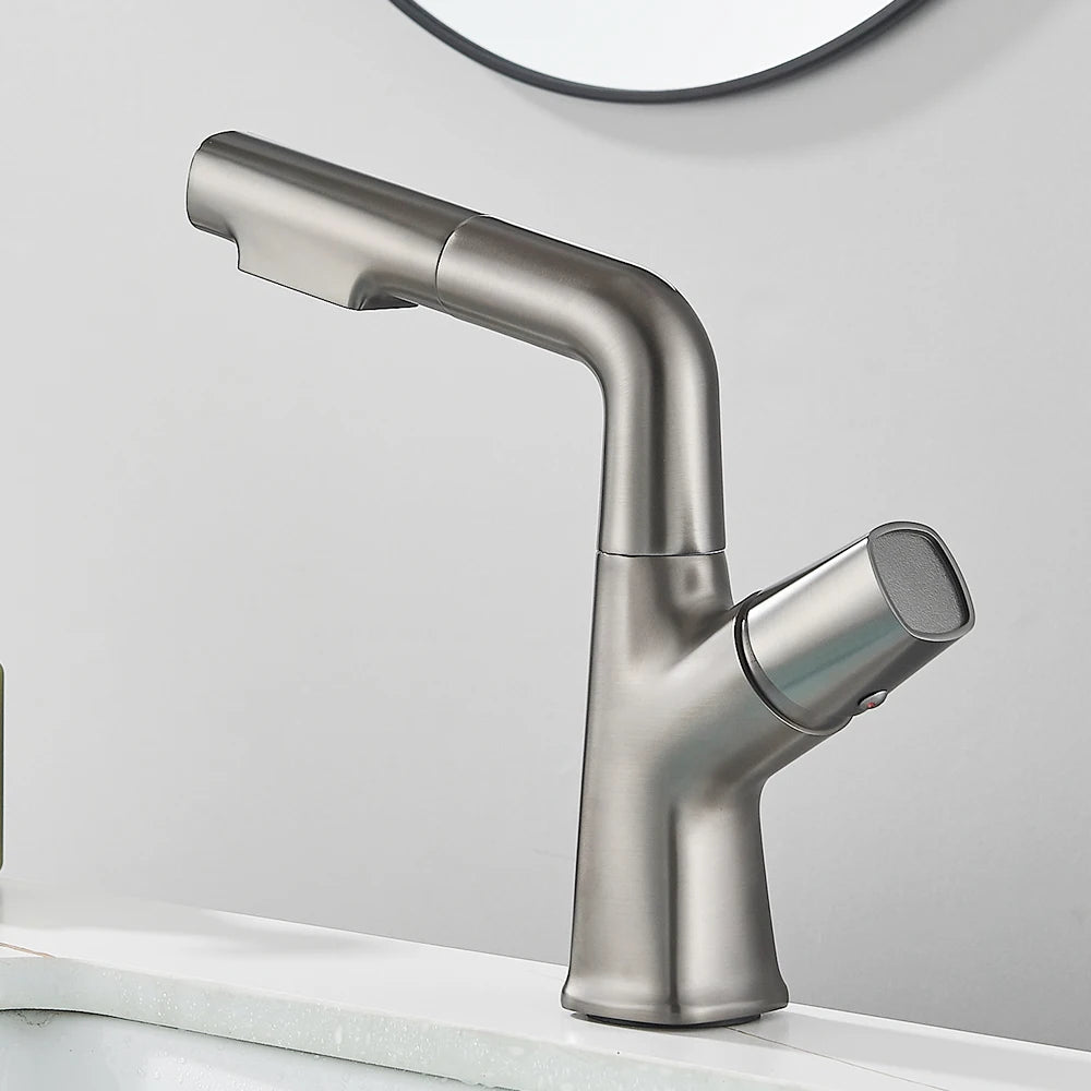 Bathroom Sink Faucet Lift Up Down Stream Sprayer