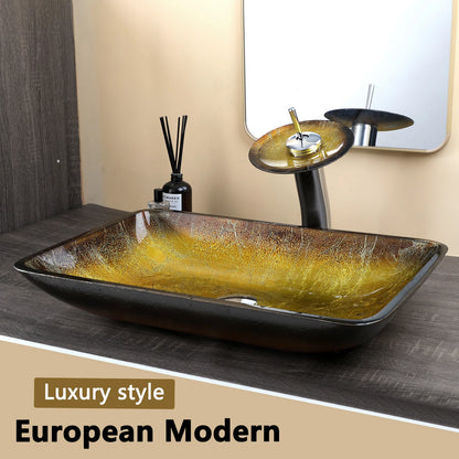 Kemaidi Big Tempered Glass Basin Sink Washbasin Bathroom