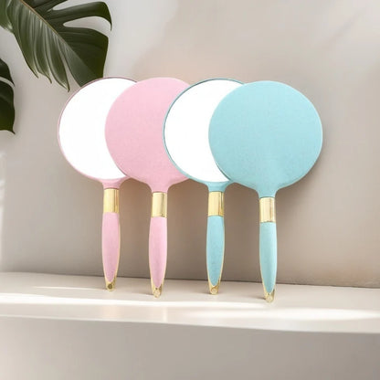 Lady Handheld Makeup Mirror Cosmetic Retro Mirror Spa