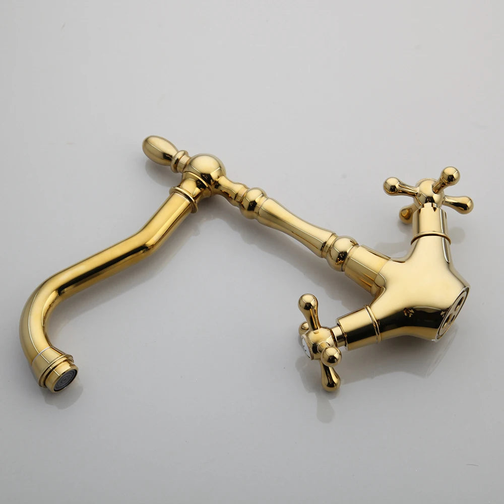 Kemaidi Golden Bathroom Basin Sink Faucet 360 Swivel