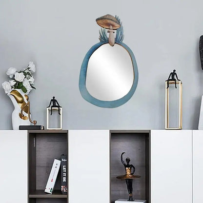 Decorative Wall Mirror Wooden Mushroom Forest Mirror Retro