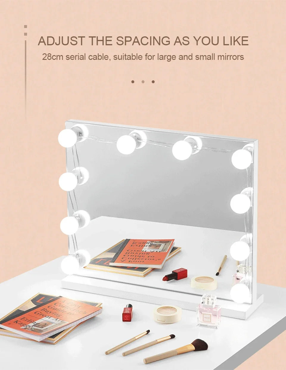 Usb Tri-Color Dimming Hollywood Mirror Headlamp Mirror Lamp