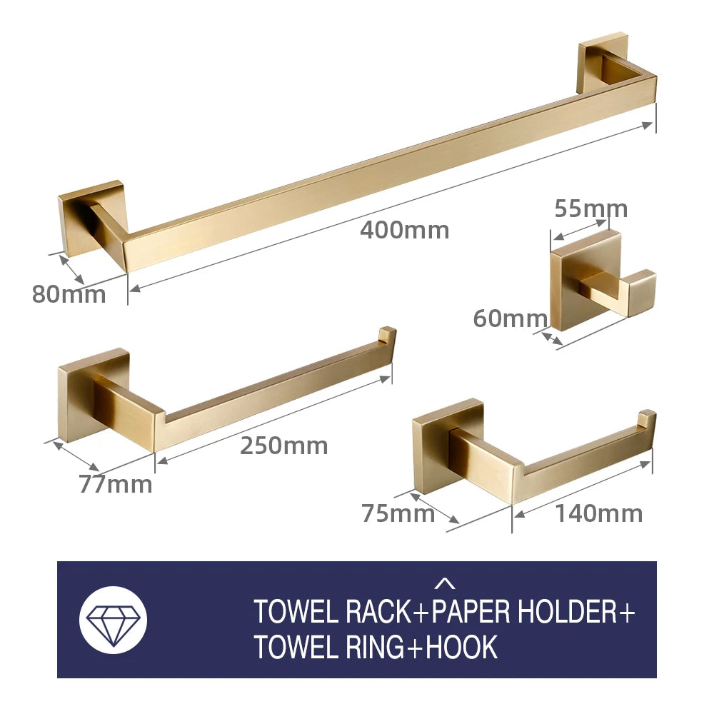 Brushed Gold Bathroom Toilet Brush Holder Toilet Paper