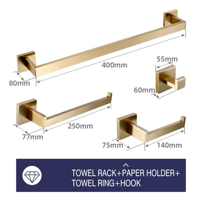 Brushed Gold Bathroom Toilet Brush Holder Toilet Paper