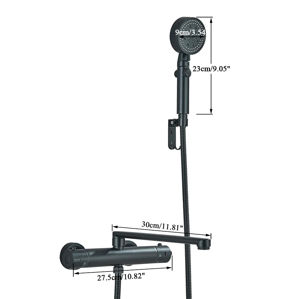Thermostatic Shower Faucet Bathroom Black Mixertap Thermostat