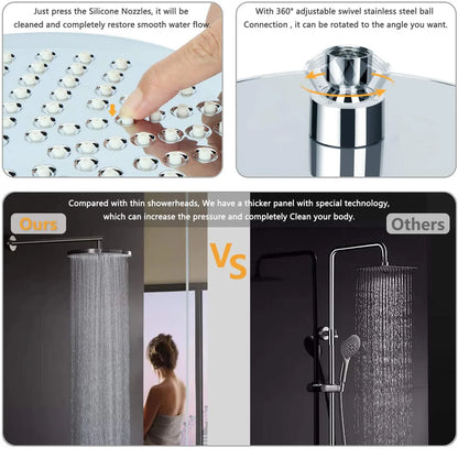 Inches High Pressure Rain Shower Head Arm 1min