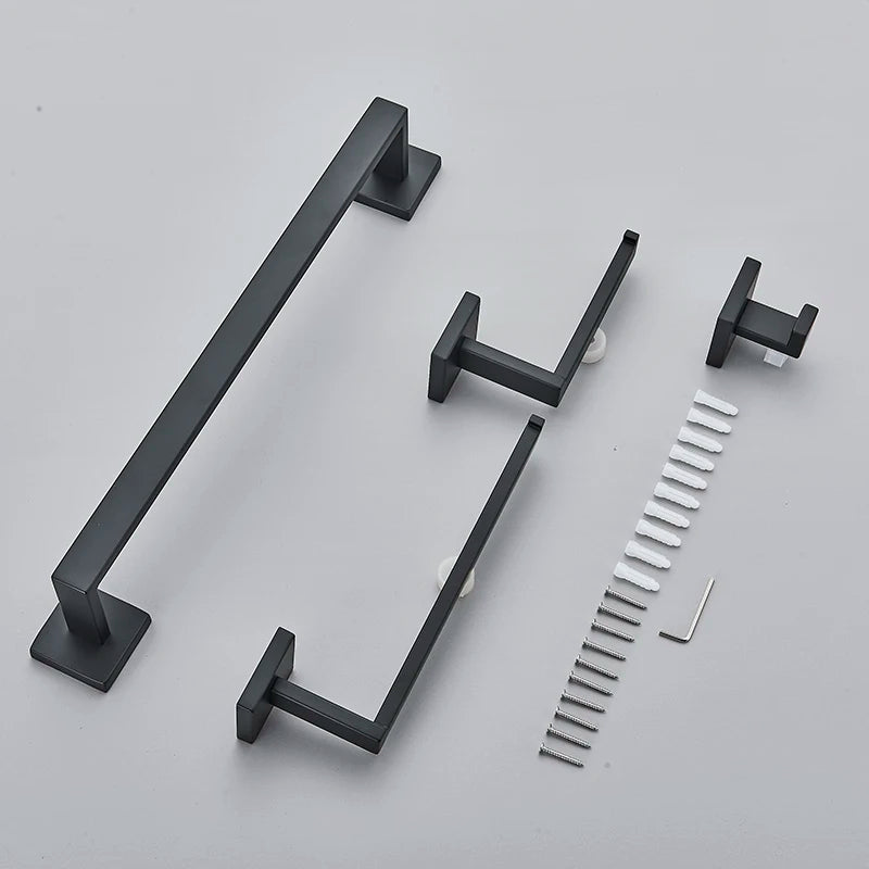 Bathroom Matte Black Wall Shelf Toilet Roll Paper