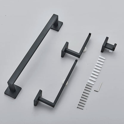 Bathroom Matte Black Wall Shelf Toilet Roll Paper