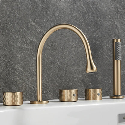 Gray Luxury Brass Deck-Mounted 5-Holes Bathroom Bath Tub
