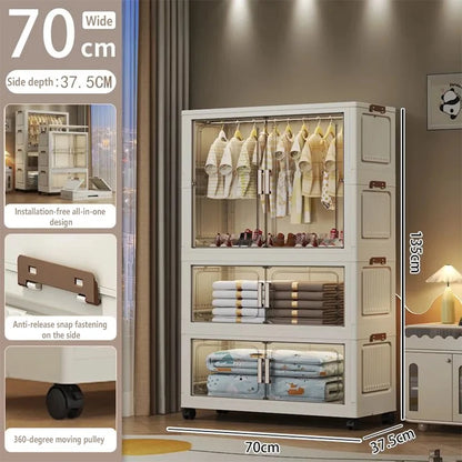 Multi-Functional Folding Storage Cabinet Doors White/Black/Gray