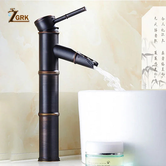 Zgrk Black Waterfall Bathroom Sink Faucet Vessel Tall