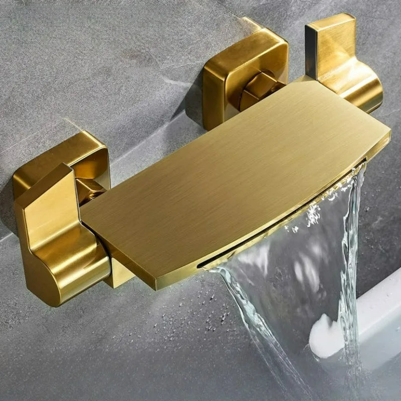Brushed Gold Bath Shower Faucet Brass Bathtub Faucet