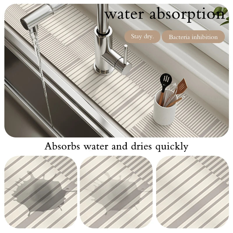 Sink Faucet Mat Drain Pad Absorbent Bathroom Splash