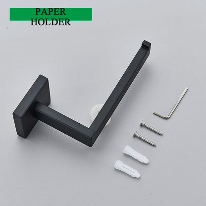 Bathroom Matte Black Wall Shelf Toilet Roll Paper
