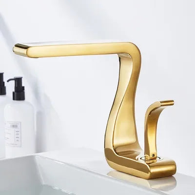 Luxury White Gold Bathroom Mixer Tap Brass Wash