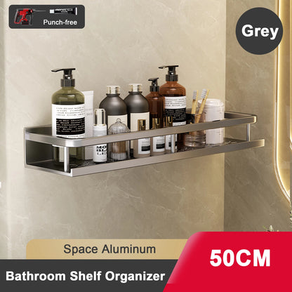 Punch-Free Bathroom Rack Bathroom Shelf Toilet Space Aluminum