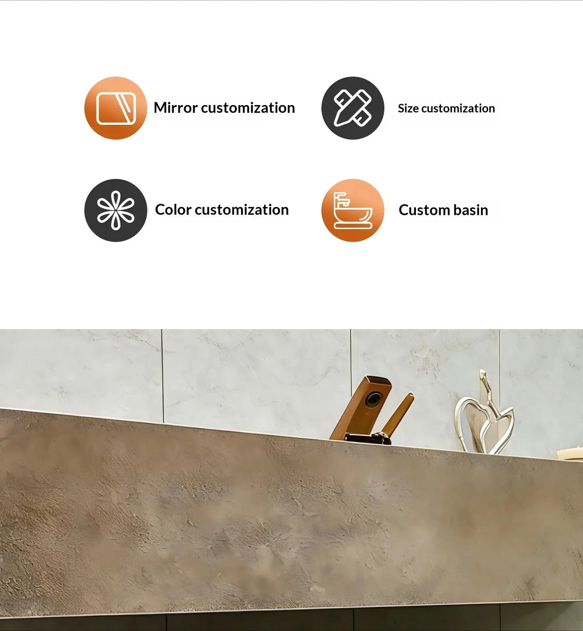 Any Size Custom Medieval Style Marble Sink Bathroom