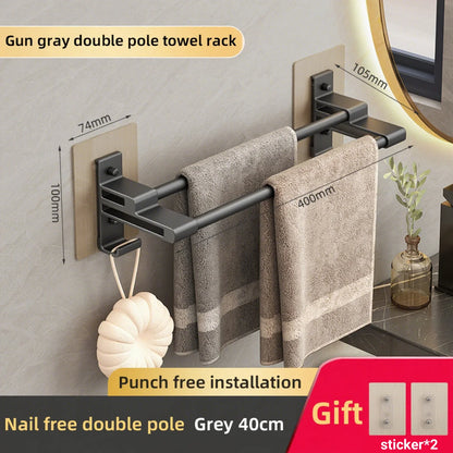 Bathroom Towel Rack Without Drilling Space Aluminum Shower