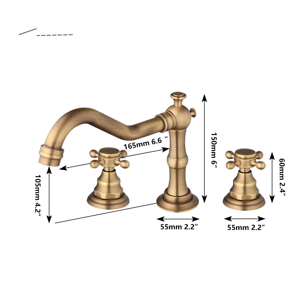 Kemaidi Antique Brass Bathroom Faucets Inch Brass Widespread