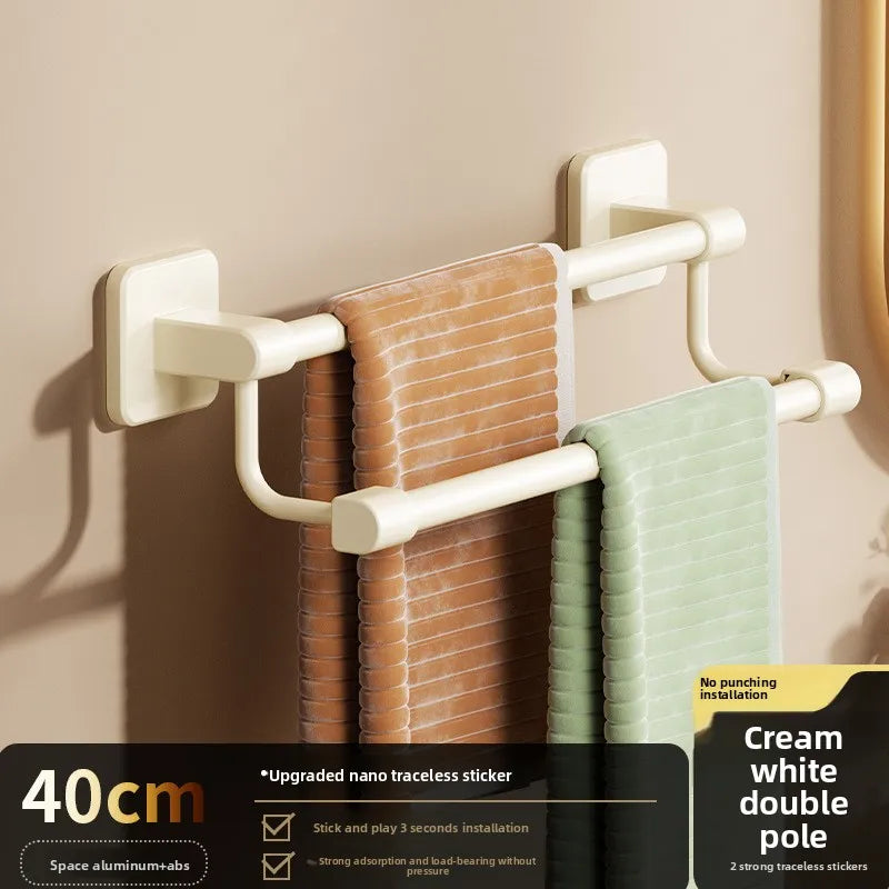 Adhesive Towel Rack 30-80cm Adjustable No Drill Bathroom