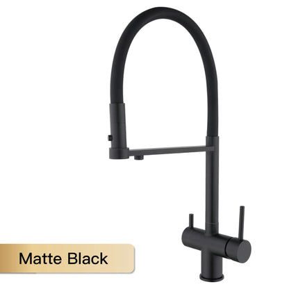 Modern Brushed Gold Brass Faucet Water Filtration Design