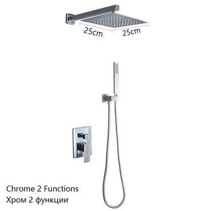 Gray Hidden Shower System Concealed Rainfall Bathroom Shower