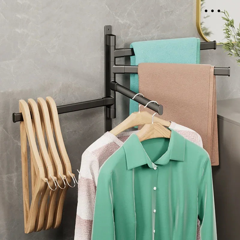 Bathroom Towel Rack Rotatable Towel Holder Space Aluminum