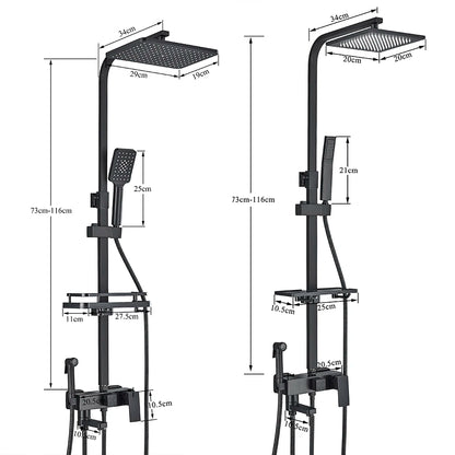 Black/Chrome Brass Shower Faucets Rainfall Shower Shelf Cold