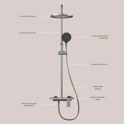 Bathroom Cold Water Boosting Shower Rainfall Pressure Piano