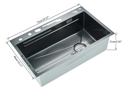 304 Stainless Steel Waterfall Sink Digital Display Large