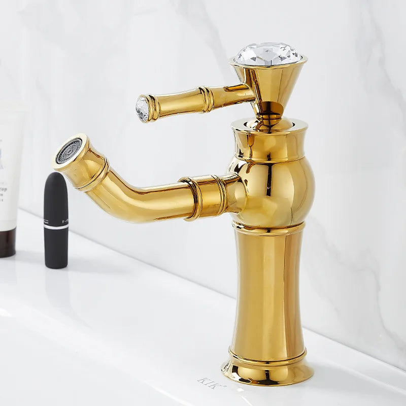 Chrome Basin Faucets Modern Gold Deck Mounted Bathroom