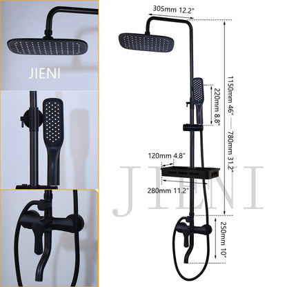 Jieni Matte Black Rainfall Shower Faucet Paint Black
