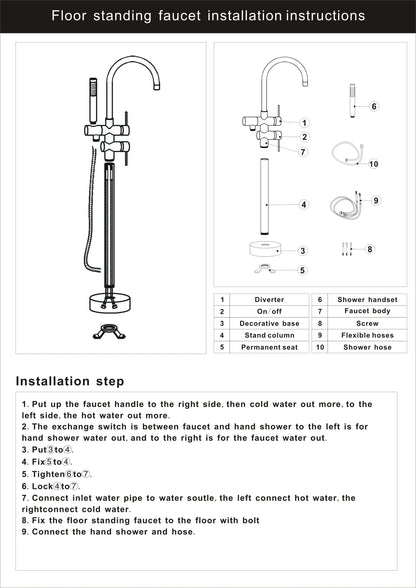 Rozin Black Floor Standing Bathtub Faucet Colors Standing