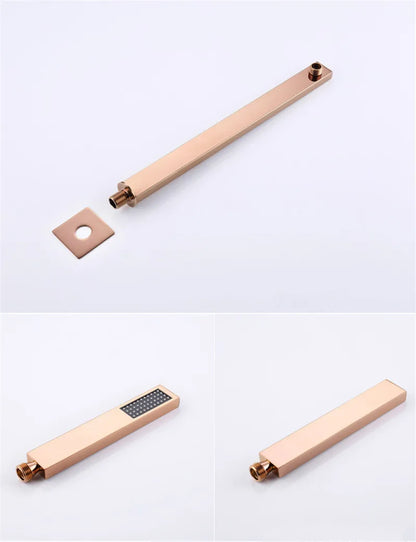 Tuqiu Bathroom Shower Rose Gold Square Rainfall Shower