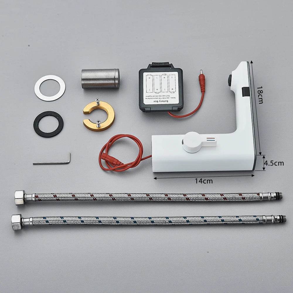 White Chrome Smart Sensor Basin Faucet Screen Digital