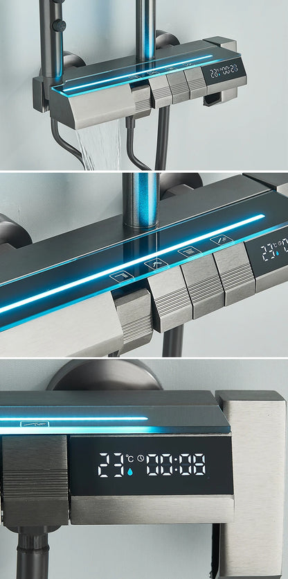 Rozin Gray Bathroom Shower Faucet Smart Digital Display