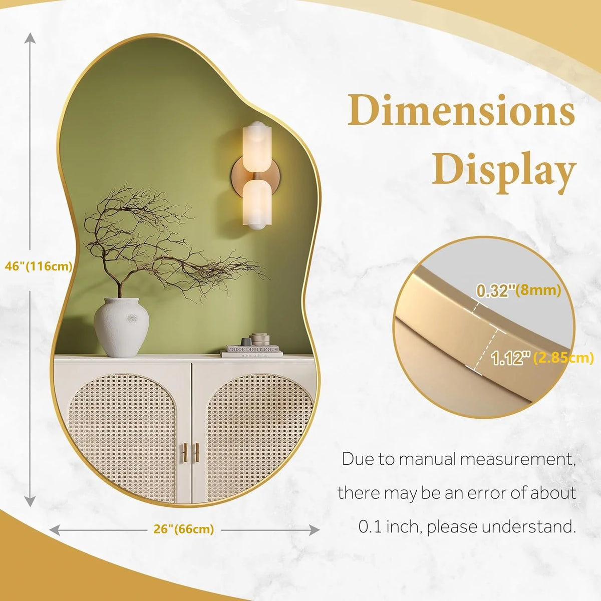 Wall Mirror Decorative Bathroom Mirror Irregular Metal Frame