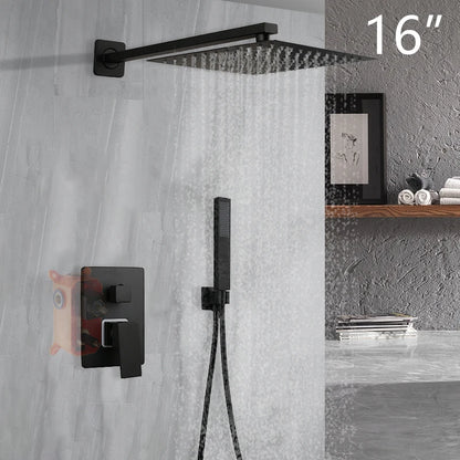 Kemaid Matte Black Rainfall Shower Faucet Systerm W/