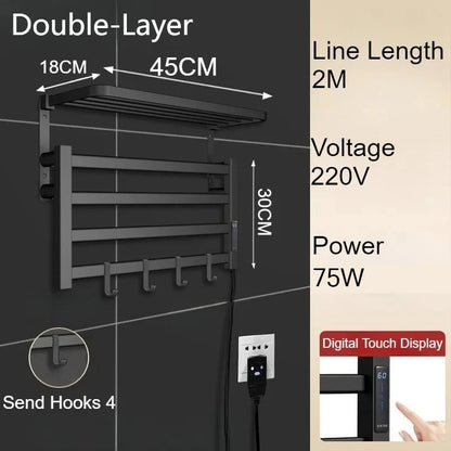 Metal Electric Heated Towel Rail Smart Disinfection Thermostat