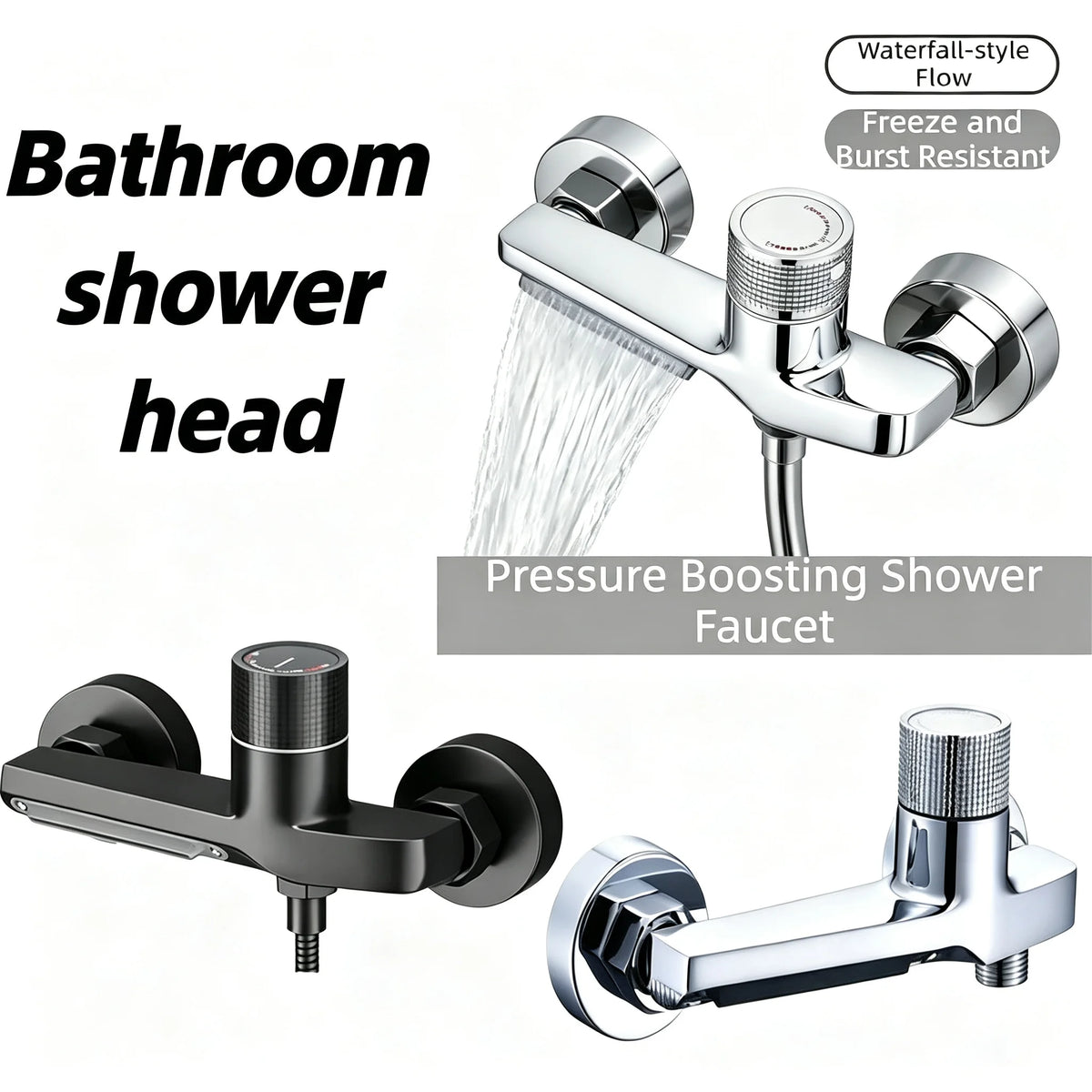 High Pressure Waterfall Shower Faucet Adjustable Temperature