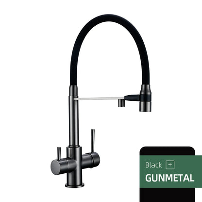 Gunmetal Faucet Brass Ways Sink Mixer Black Hose