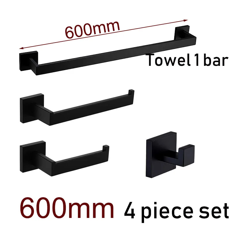 Black Bathroom Stainless Steel Wall Rack Towel Rack