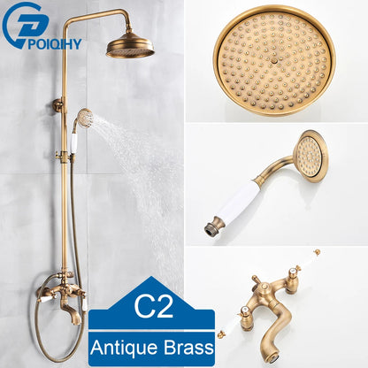 Golden Shower Bathroom Bath Shower Faucet Brass Swivel